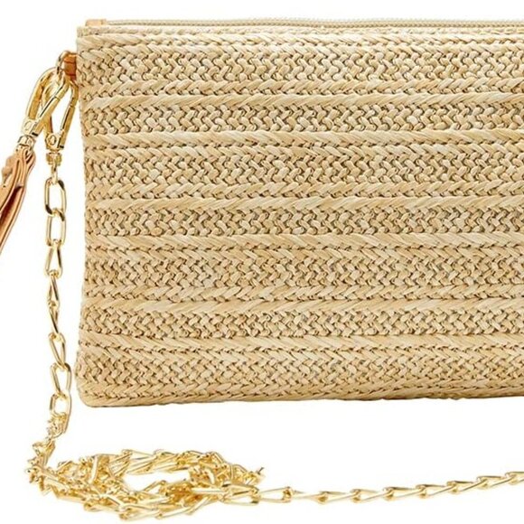 Crossbody Summer Bag for Women Beach Straw Purse with Strap - Picture 1 of 7